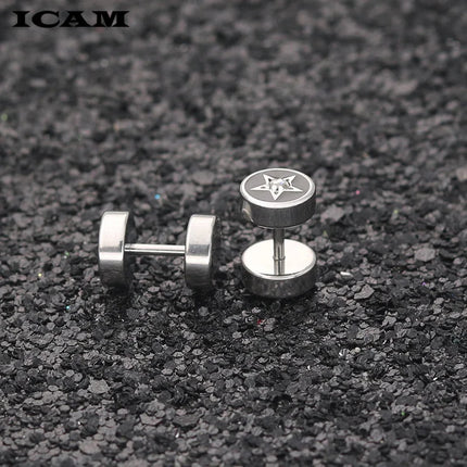 ICAM Orecchini in acciaio inossidabile al titanio medico stile punk Donna Uomo Bilanciere Manubri Punk Gotico Orecchino penetrante per uomo platinumshop