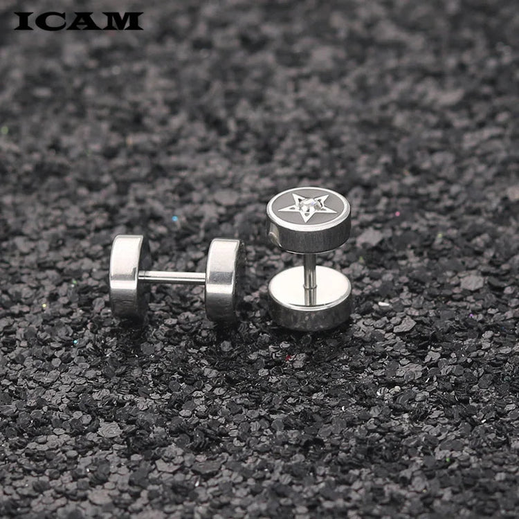 ICAM Orecchini in acciaio inossidabile al titanio medico stile punk Donna Uomo Bilanciere Manubri Punk Gotico Orecchino penetrante per uomo platinumshop