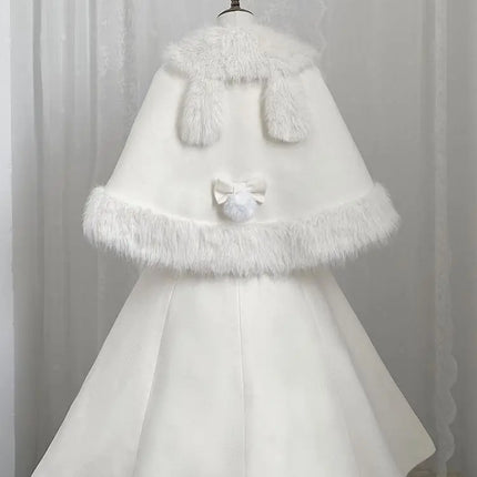 Velvet Bunny Japanese Heiress Woolen Coat+bow Cape Set, Niche, Sweet and Cute Two-piece Set for Women