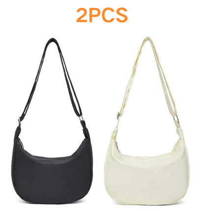 Miss Lulu 2-Piece Set-Large Capacity & Adjustable Shoulder belt-WOMEN'S Crescent Crossbody bag Casual PlatiNum