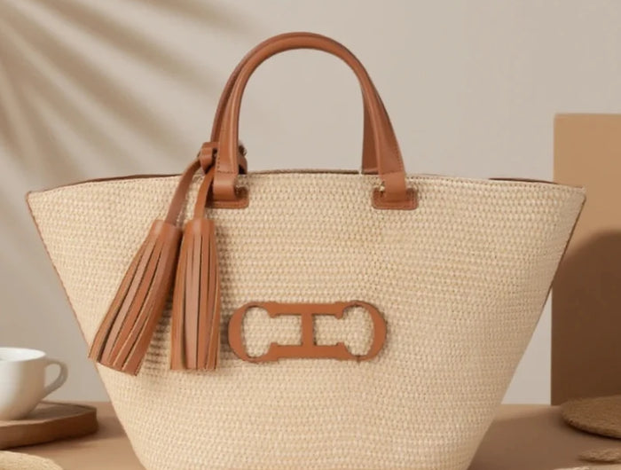 2026SS Eco-friendly Woven Straw Bucket Bag, Large Capacity, Beach Bag, Women's Shoulder Bag for Shopping