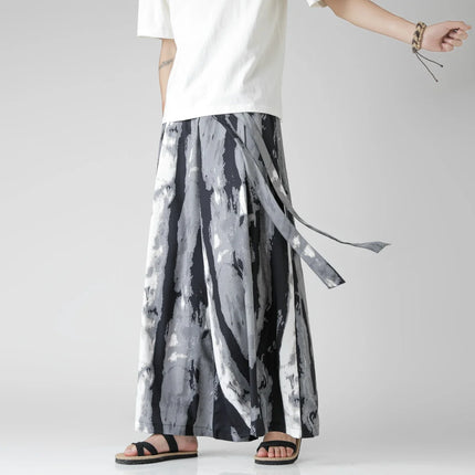 Pantaloncini da uomo casual larghi con stampa da spiaggia, in seta ghiaccio sottile, comodi, a gamba larga, stile Harajuku, streetwear