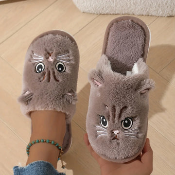 Womens Fuzzy Cat Slippers Winter Warm Cozy Indoor House Shoes With Soft Non Slip EVA Sole Cute Animal Design For Home Use