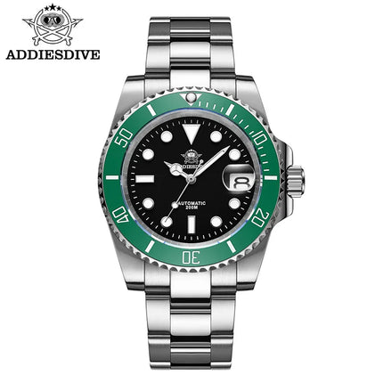 ADDIESDIVE AD2503 Luxury Men Watch Water Sapphire Glass Waterproof 200M C3 Super Luminous Calendar Automatic Mechanical Watch