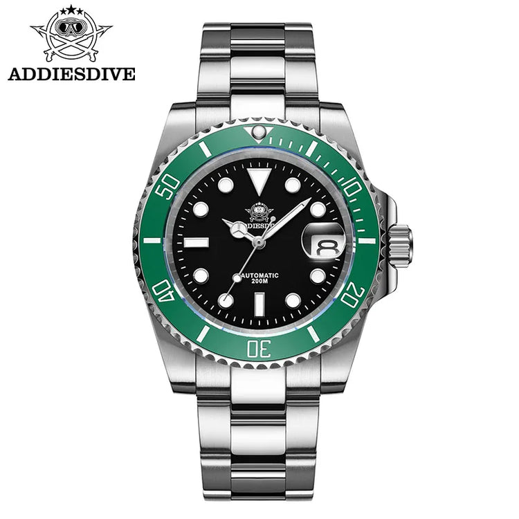 ADDIESDIVE AD2503 Luxury Men Watch Water Sapphire Glass Waterproof 200M C3 Super Luminous Calendar Automatic Mechanical Watch