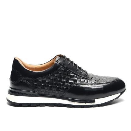 Luxury Autumn Winter Men's Leather Oxford Shoes Plaid Pattern Natural Genuine Leather Lace-up Sneakers Business Casual Shoes