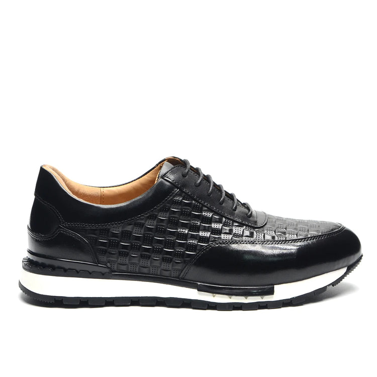 Luxury Autumn Winter Men's Leather Oxford Shoes Plaid Pattern Natural Genuine Leather Lace-up Sneakers Business Casual Shoes