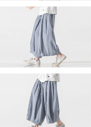 2025 Pantaloni estivi da uomo stile giapponese Harajuku Haori pantaloni a gamba larga uomo streetwea