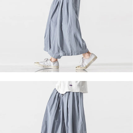 2025 Pantaloni estivi da uomo stile giapponese Harajuku Haori pantaloni a gamba larga uomo streetwear uomo solido allentato Harun pantaloni lanterna casual