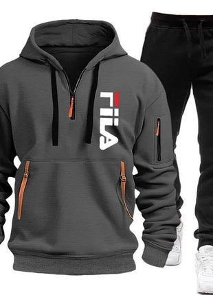 Autumn and winter hot selling men's hooded sweatshirt+casual pants two-piece outdoor multi pocket pullover and sports pants set PlatiNum