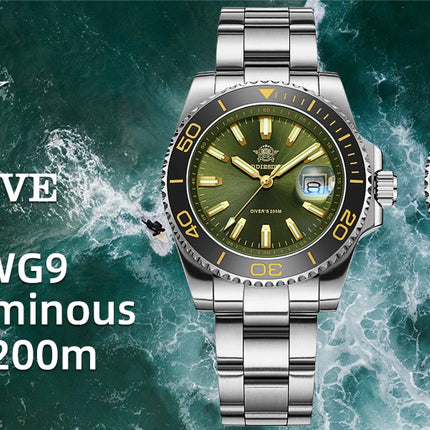 ADDIESDIVE New AD2510 Luxury Men's Diving Watch 41mm BGW9 Luminous Enamel Dial Screw-down Crown Durable Stainless Steel Strap