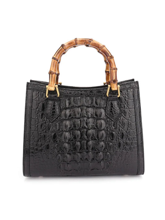 Elegante borsa da donna in vera pelle di coccodrillo in vera pelle di bambù Designer Office Ladies Totes borsa di lusso per feste in vera pelle di alligatore