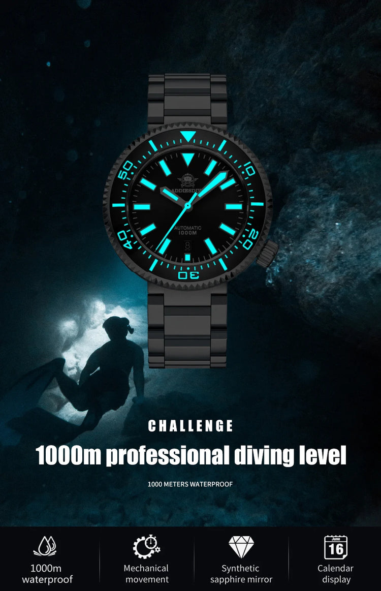 ADDIESDIV2025 New 8215 Movement 200m Waterproof BGW9 Blue Luminous Luxury Diving Automatic Watch Stainless Steel Sapphire AD2523