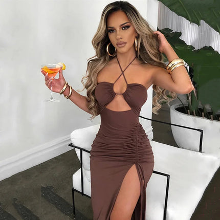 Abito Midi Senza Maniche Sexy da Donna, Vestito Aderente con Schiena Scoperta per Club Notturni e Feste, Vestidos Eleganti Para Mujer platinumshop
