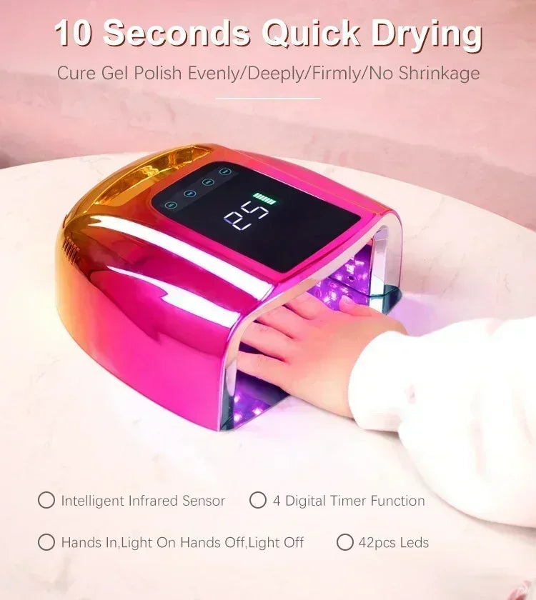 Wireless Rechargeable Uv‑Led Nail‑Lamp Cordless Gel‑Polish‑Dryer For Home‑Spa‑Manicure‑Session Portable Long‑Lasting Nail‑Curing‑Light