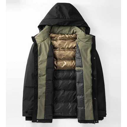 Oversized Men's 90% White Duck Down Jackets Winter Outdoor Windproof Warm Hooded Puffer Coat Loose Thicken Padded Parka Clothing