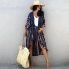 Copricostume da spiaggia da donna con apertura sul davanti, maxi cardigan, kimono, costume da bagno con cinture platinumshop