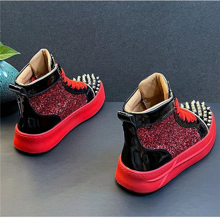 Rhinestone Luxury Designer Sneakers Italy Fashion Men Punk Hip Hop Platform Casual Shoes Trainers Business Wedding Loafers 93