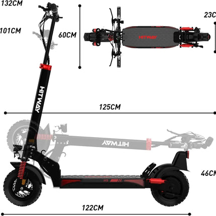 Monopattino elettrico Hitway, omologato per la circolazione stradale (Abee), monopattino elettrico per adulti da 10 pollici, batteria da 15.6ah, motore da 500W