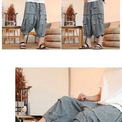 Pantaloni lanterna estivi da uomo stile giapponese Kimono pantaloni casual Samurai Harajuku pantaloncini da uomo larghi Yukata pantaloni a gamba larga taglie forti 5XL