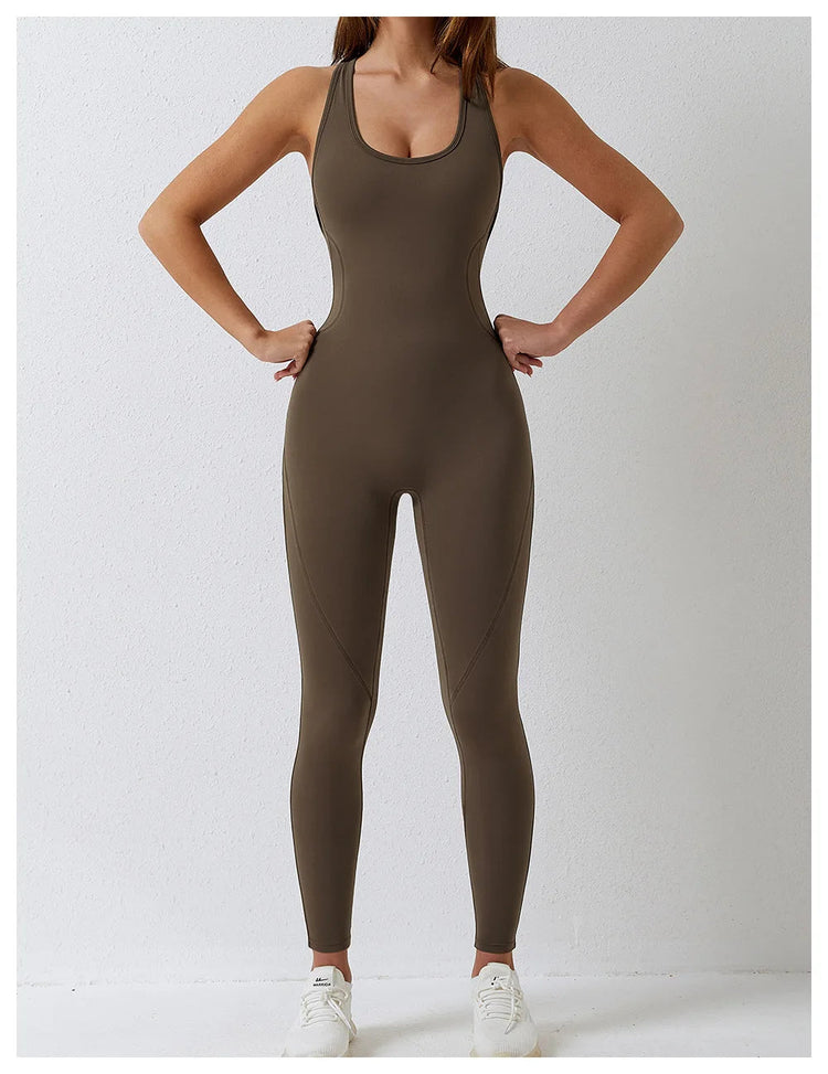 Jumpsuit Gym Set Romper Backless Fitness Bodysuit Siamese Sportswear Women Jumpsuit Buttery-Soft One-piece Playsuit Yoga Suit PlatiNum