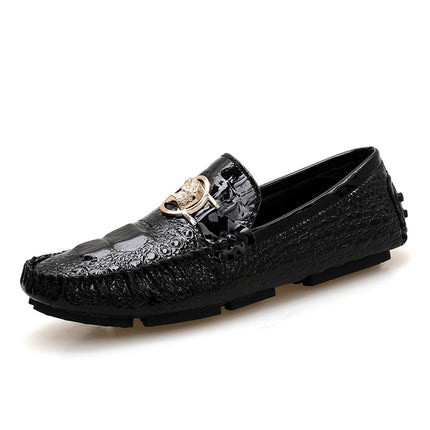 Scarpe da uomo slip-on modello coccodrillo 2025 Primavera ed estate Moda britannica alla moda in pelle lucida lucida pigra casual Beanie scarpe fatte a mano