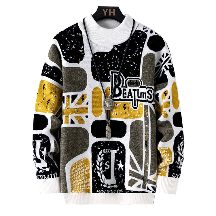 Men's fashion pullovers 2025 men winter Sweaters mens warm sweater O-neck custom pattern men sweaters autumn men size M-3XL