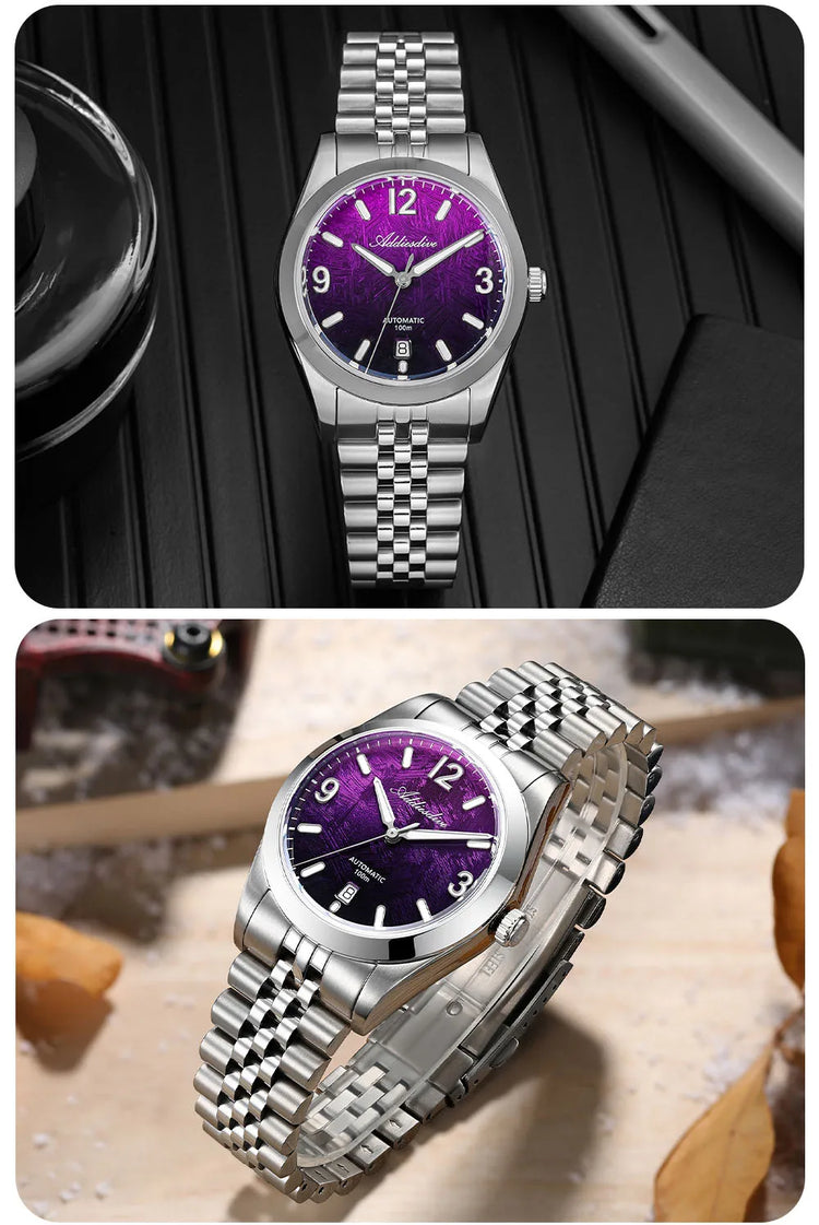 ADDIESDIVE Men Luxury Diver Automatic Mechanical Watch Sapphire Crystal 100M Waterproof Stainless Steel Business Sports AD2547