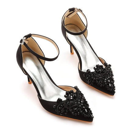 Sandali con tacco alto a punta décolleté da donna scarpe con scollo a barchetta firmate scarpe da sposa da donna scarpe da sera con tacco blu navy