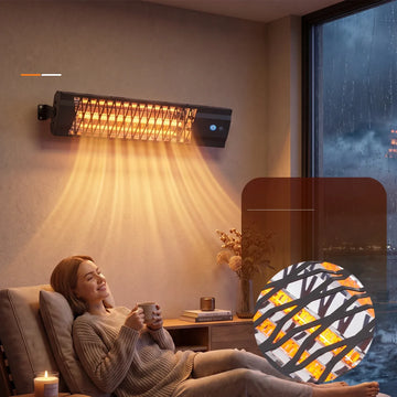 Ip65 Outdoor Electric Patio Heater, Wall Mounted Infrared Space Heater with Remote & Touch Control, Instant Heating, 20000H Lifetime, Waterproof Radiant Heater for Garden, Terrace, Indoor & Outdoor Use