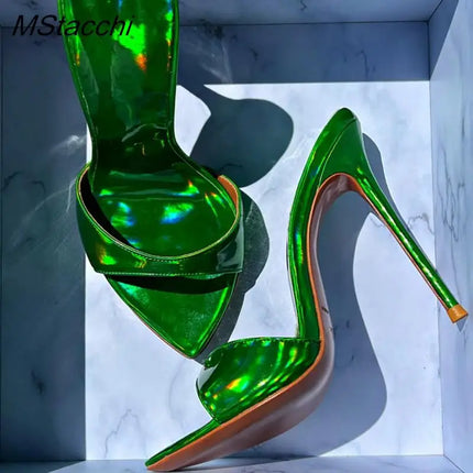 Women's Stiletto Heel Open Toe Sandals, Starry Summer Style, with Dazzling Laser Colors, 2026