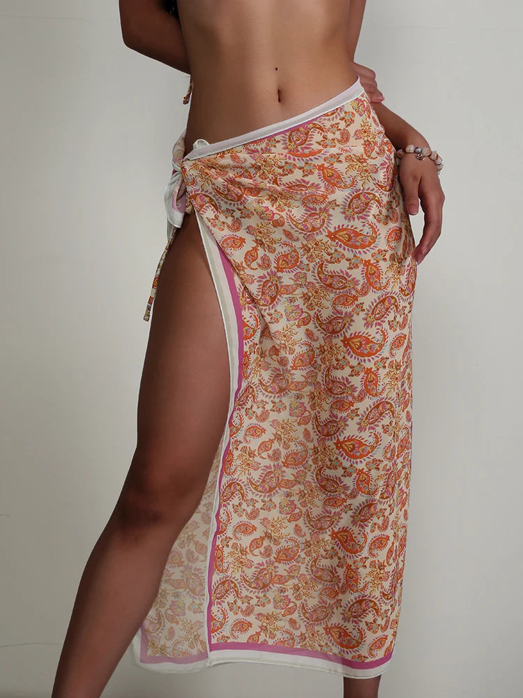 Stampa Cover up Sexy Beachwear Summer Sarong 2024 nuova sciarpa per le donne brasiliano Wrap Beachwear femminile platinumshop