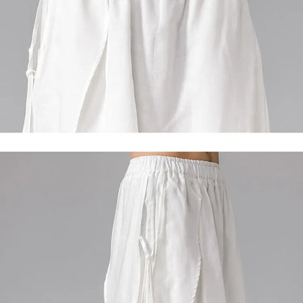 Pantaloni da uomo irregolari in cotone e lino, stile Harajuku, a gamba larga, tinta unita, casual, con elastico in vita, vestibilità ampia, stile punk