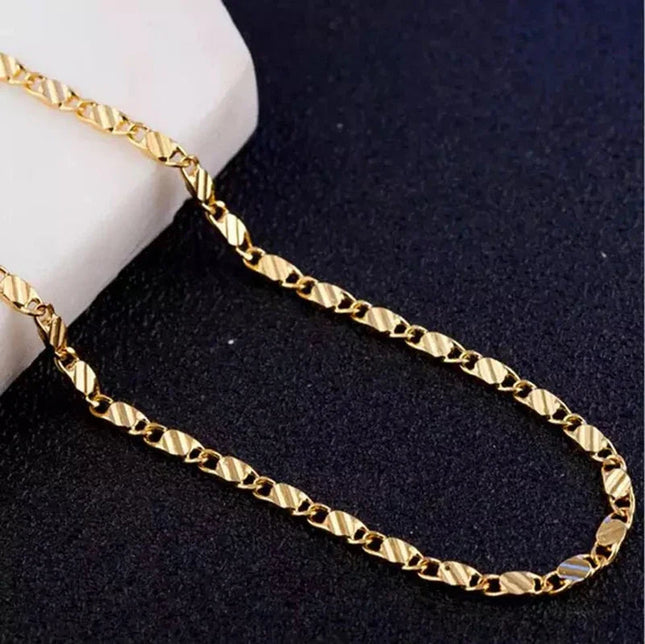 Fashion 18k Gold Necklace 2MM 16/18/20/22/24/26/28/30 Inch Side Chain Necklace For Women Men Jewelry 925 Silver Necklace PlatiNum
