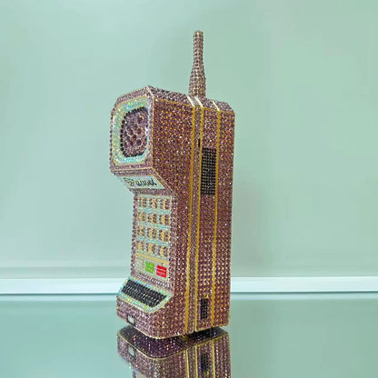 XIYUAN 2025 Cristalli a forma di cellulare Borse da sera Donna Splendidi strass bling Pochette Borse di classe Borsa per festa di nozze