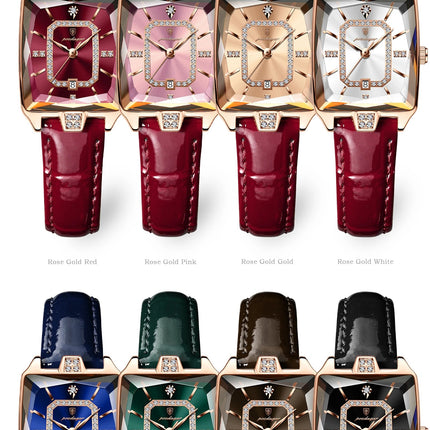 POEDAGAR Rettangolo Orologi da donna di lusso Impermeabile Data Orologio da donna in pelle Elegante orologio da polso da donna al quarzo moda Reloj regalo platinumshop