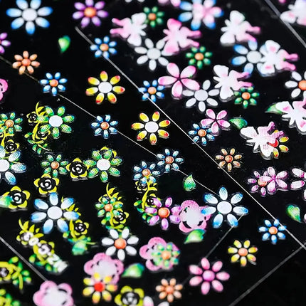 30 Sheets Flower Nail Stickers for Nail Art Colorful Self Adhesive Daisy Nail Decals Spring Summer Nail Art Stickers Cute Floral