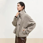 SENTUBILA 100% Wool Winter Jackets for Women Short Coats 2026 Stand Turtleneck Unlined Wool Outerwears Female Clothes W44O56626