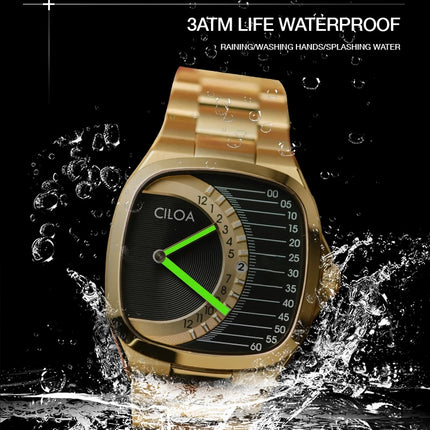 CILOA retro square watch men's light luxury gift 2025 new stainless steel strap gold waterproof men quartz watch brand authentic
