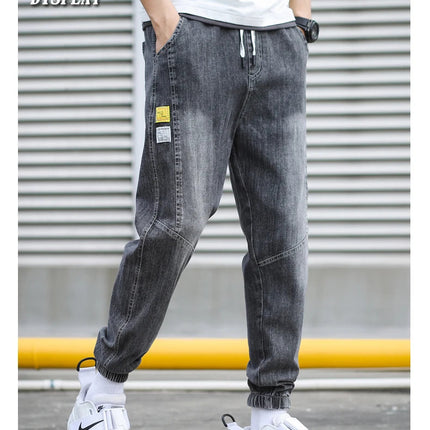 HIQOR Brand Men's Jeans Harem Denim Cargo Pants 2026 New Streetwear Jogger Hip Hop Cotton Trousers Male Blue Oversized 5XL 4XL PlatiNum