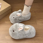 New Cute 3D Rabbit Furry Slippers Women Winter Warm Plush Closed Back House Shoes Non Slip Bunny Indoor Flip Flops Home Slipper