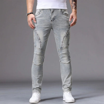 Men's Casual Jeans Vintage Straight Leg Elastic Slim Fit Autumn Winter Sweatpants Trousers Skinny Y2k Jeans Men's Cargo Pants