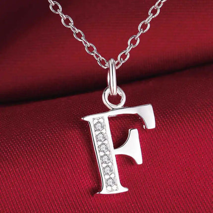26 Letters 925 Sterling Silver Necklace Pendant Zircon For Women Exquisite Student Girlfriend Jewelry Accessories Wedding Gift PlatiNum