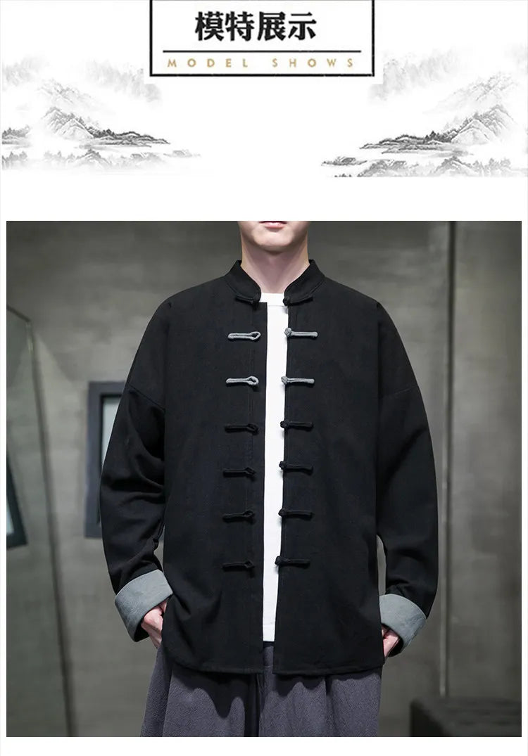 Camicie da Uomo Retrò Cinesi Traspiranti Stile Tang, Comode per Kung Fu e Tai Chi, Casual a Maniche Corte, Tinta Unita