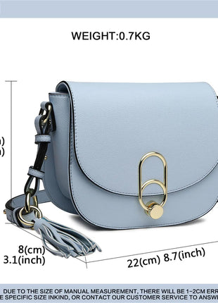 Miss Lulu WOMEN'S shoulder bag shoulder bag with zipper and tassel, modern, ideal for holiday and shopping, Crossbody Bag PlatiNum