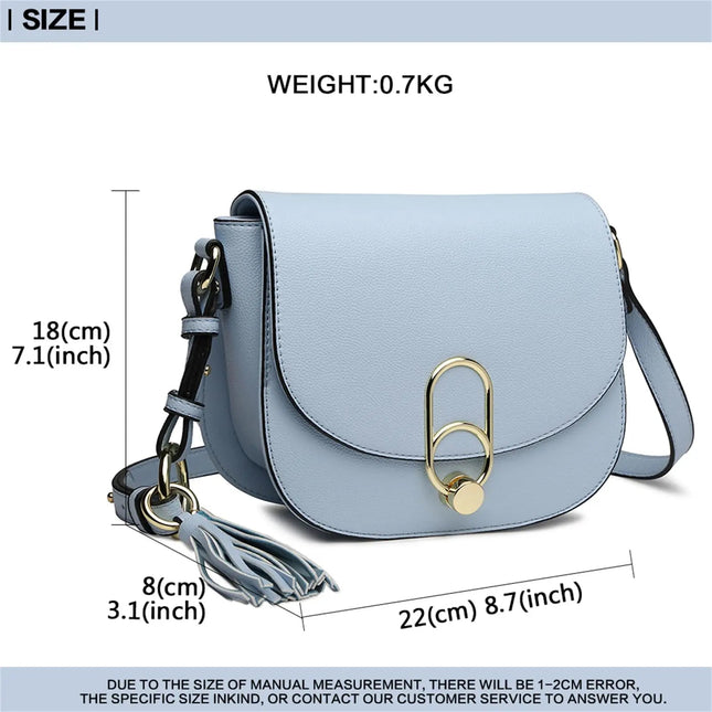 Miss Lulu WOMEN'S shoulder bag shoulder bag with zipper and tassel, modern, ideal for holiday and shopping, Crossbody Bag PlatiNum