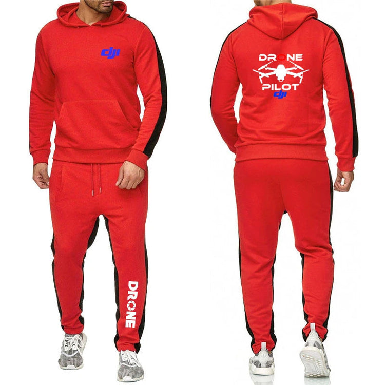 Dji Professional Pilot Drone Men's New Long Sleeve Hip Hop Harajuku Sport Comfortable Hoodies Casual Pant Two Piece Suit PlatiNum