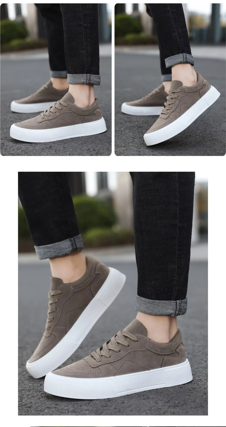 Men's Vulcanized Shoes Fashion Casual Sneakers Lace Up Platform Shoe High Quality Suede Casual Shoes for Men Sneakers Man Shoes