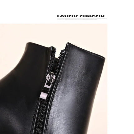 Autumn Winter Plush Boots Women British Thick Heel Waterproof Platform Thick Bottom Short Boot High Heels Lady