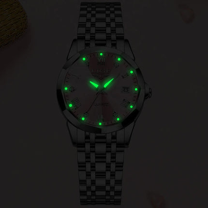 LIGE Orologio al Quarzo di Lusso per Donna, Elegante Bracciale Luminoso e Impermeabile, Regalo Ideale platinumshop